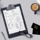 Survey checklist form on a clipboard prepared for a mock Joint Commission accreditation review
